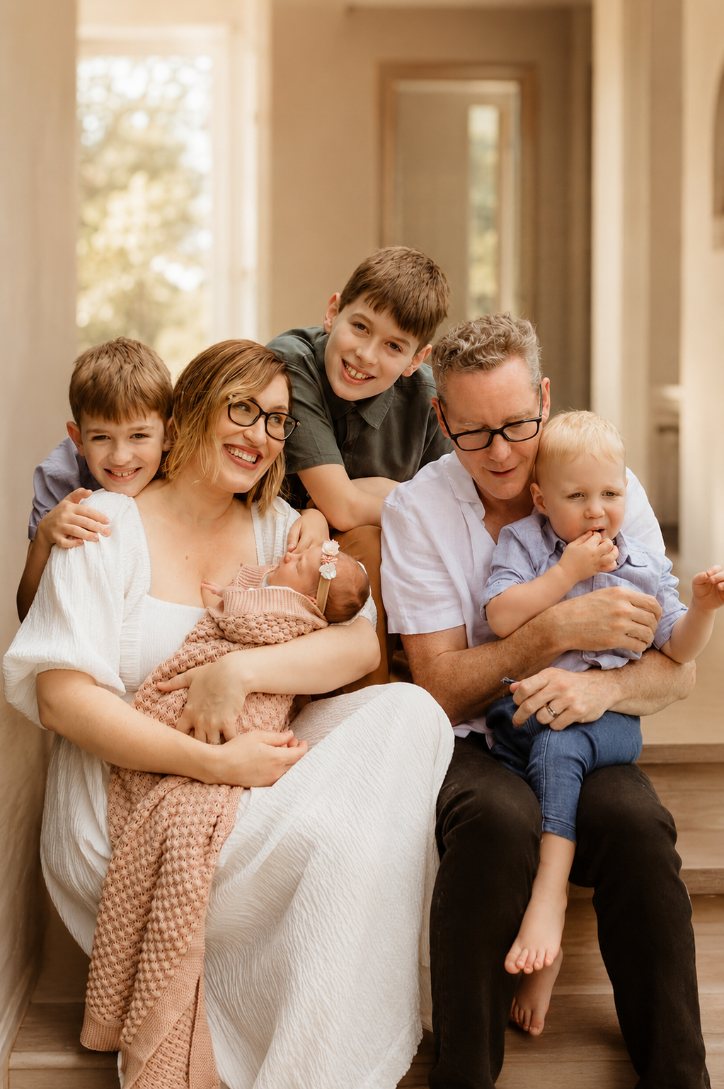 Sophie Pettigrew at home with her family, Brisbane